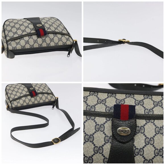 GUCCI GG Supreme Sherry Line Bag PVC Navy Gold Red 89 02 032 Auth BA1735 - Picture 16 of 16